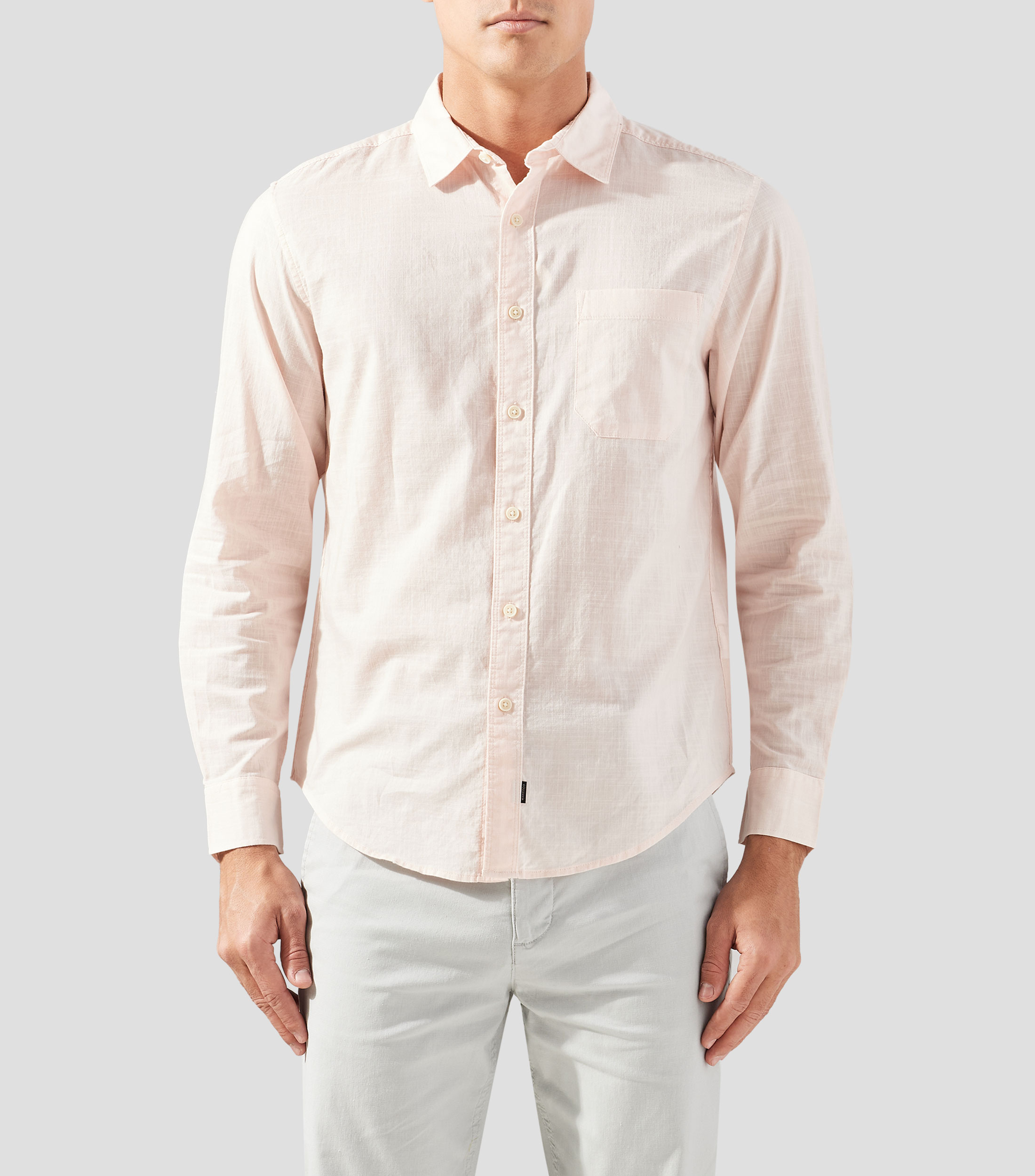 Camisa lisa manga larga Hombre